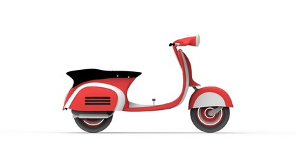 Vintage moped 3d rendering isolated in white studio background
