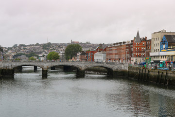 Obraz premium Cork, Ireland. The north channel River Lee and St Patrick's Bridge 