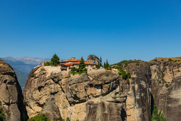 Fototapeta na wymiar View of Monastery of the Holy Trinity on rock in Meteora, Greece