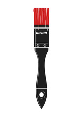 Paint brush icon in red paint. Vector icon