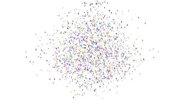 Multicolored Confetti Explosion with alpha channel for compositing on any background
