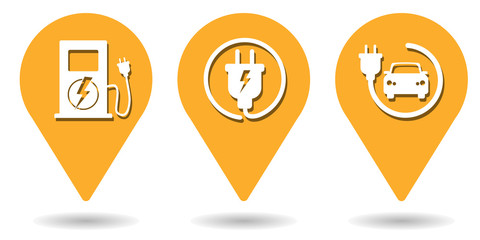 Location pins for electric car charging