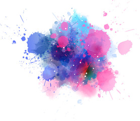 Watercolor splash blot - blue and pink