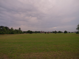 sunset landscape and blue sky with clouds
