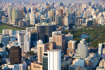 Aerial view Bangkok city skyline 