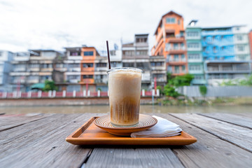 Thai Style Iced Espresso Coffee by the Bangkok Canal.