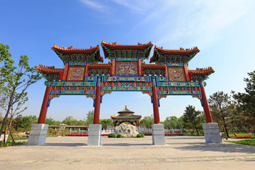 Fototapeta premium The scenery of the South Lake Park in Tangshan, China