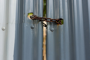 Painted corrugated metal gate
