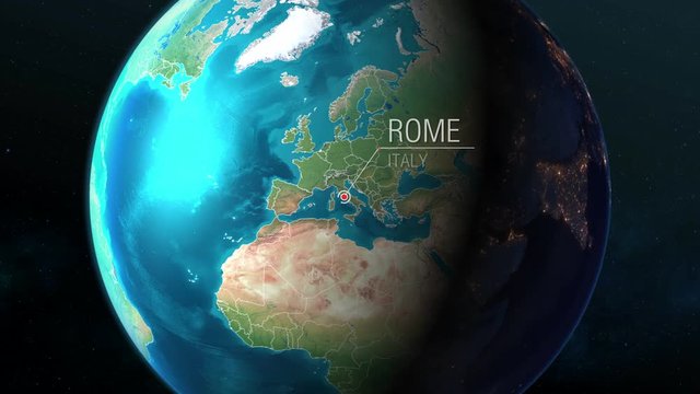 Italy - Rome - Zooming from space to earth