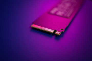 NVME M2 SSD Solid State Disk for data storage at high speed closeup