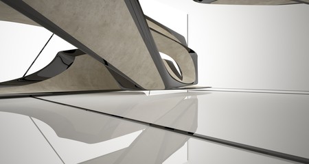 Fototapeta na wymiar Abstract smooth white and concrete interior. 3D illustration and rendering.