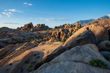 Fototapeta na wymiar desert rock formations in early morning sunlight Eastern Sierra Nevada California