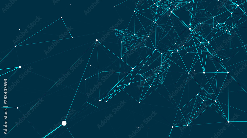 Poster abstract connections are in space. background with connecting dots and lines. connection structure. 