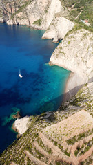 Aerial drone photo of tropical caribbean bay with white sand beach and beautiful turquoise and...
