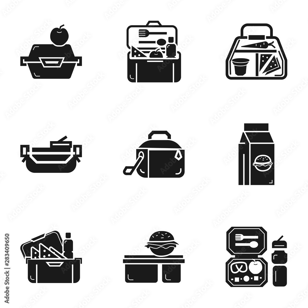 Poster school lunch box icon set. simple set of 9 school lunch box vector icons for web design isolated on 