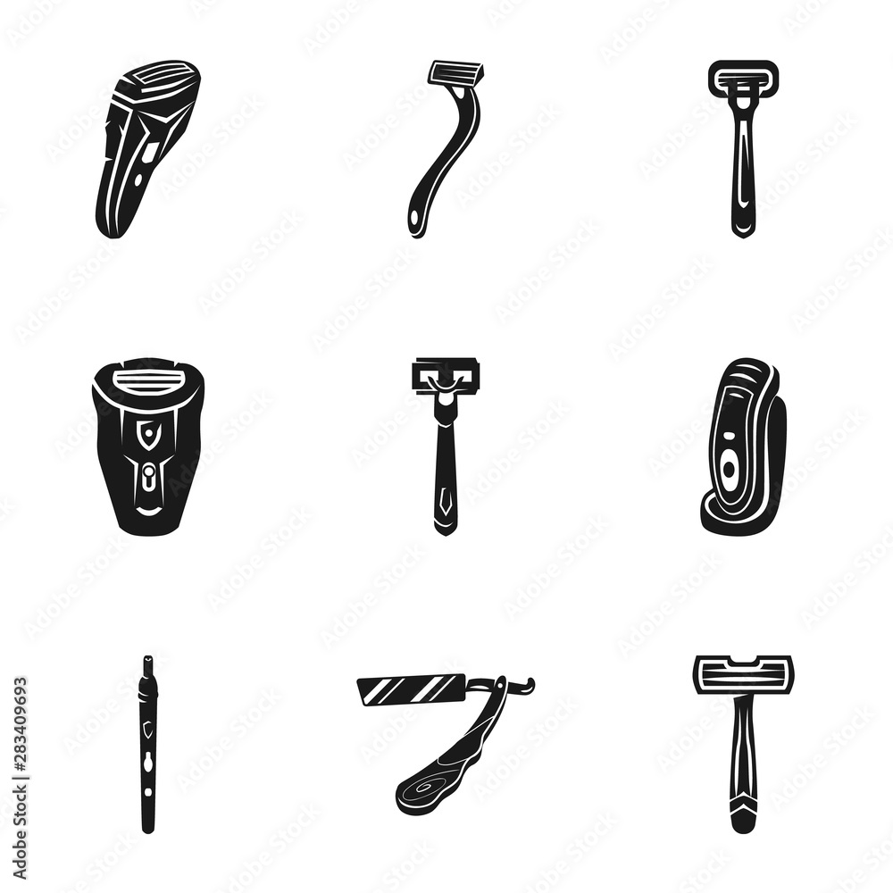 Poster shaver trimmer icon set. simple set of 9 shaver trimmer vector icons for web design isolated on whit