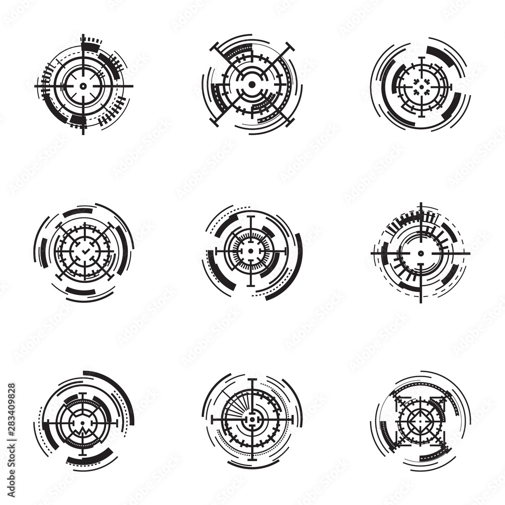 Poster modern target aim icon set. simple set of 9 modern target aim vector icons for web design isolated o