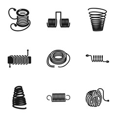 Metal spring icon set. Simple set of 9 metal spring vector icons for web design isolated on white background