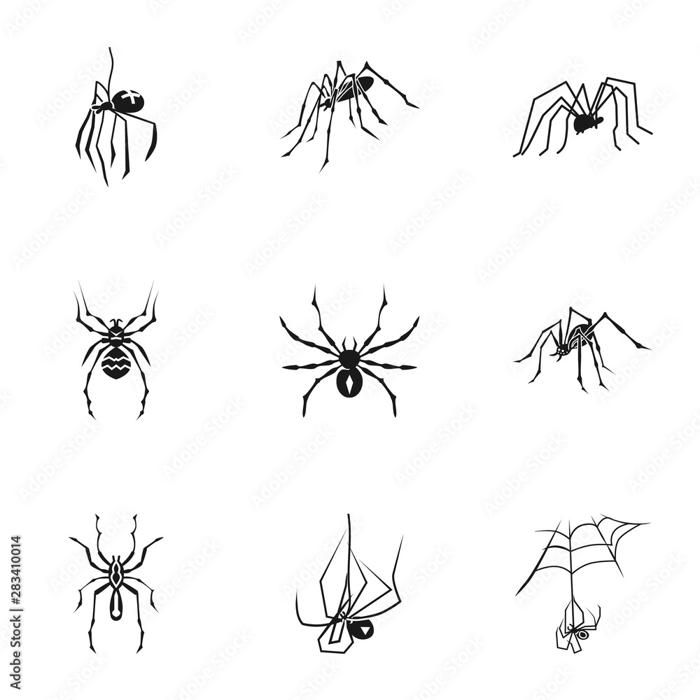 Poster spider bug icon set. simple set of 9 spider bug vector icons for web design isolated on white backgr
