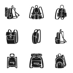 Leather backpack icon set. Simple set of 9 leather backpack vector icons for web design isolated on white background