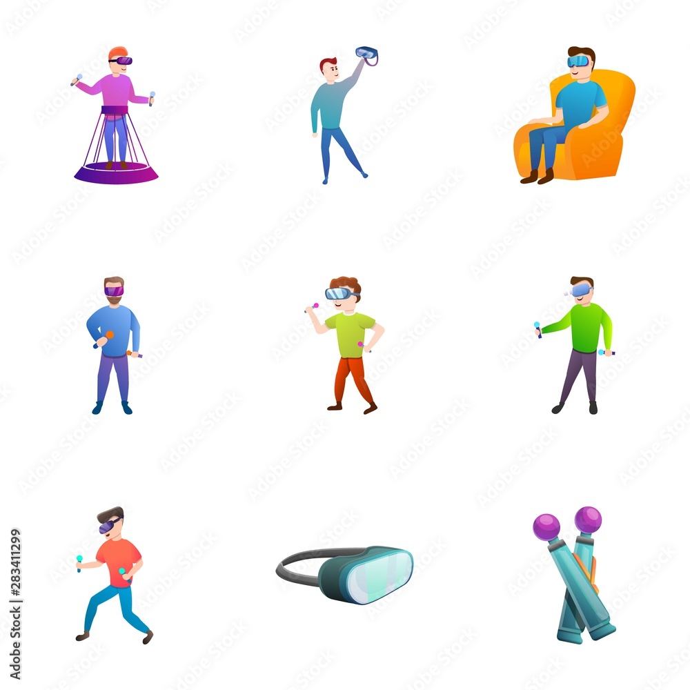 Aufkleber smart vr goggles icon set. cartoon set of 9 smart vr goggles vector icons for web design isolated on