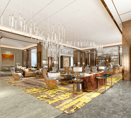 3d render of hotel lobby reception