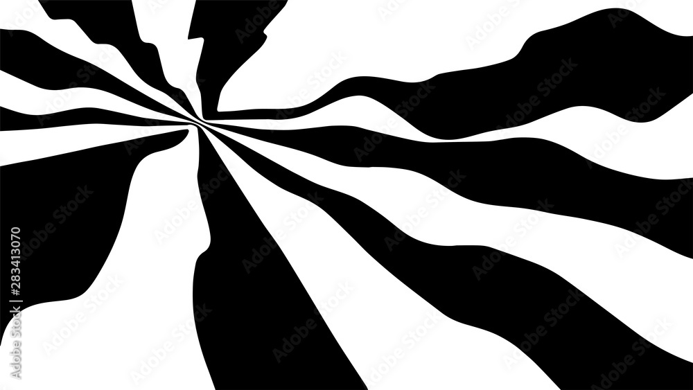 Poster black and white abstract wave. optical illusion. twisted vector illustration.