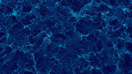 Wave 3d. Wave of particles. Abstract Blue Geometric Background. Big data visualization. Data technology abstract futuristic illustration. 3d rendering.