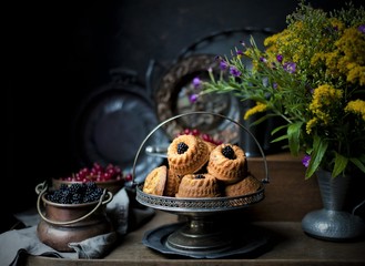 muffins, healthy homemade baked dessert with berries