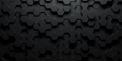 Dark hexagon wallpaper or background - obrazy, fototapety, plakaty