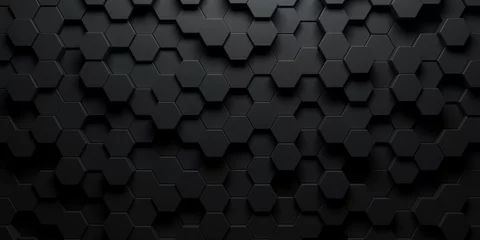 Fotobehang Dark hexagon wallpaper or background © Leigh Prather