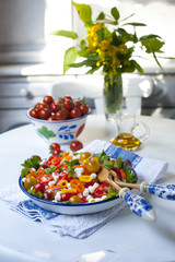 salad with goat cheese and cherry tomatoes