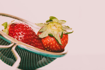 Macro photo of red strawberries