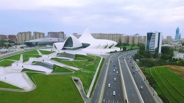 Aerial view of Heydar Aliyev Center Museum in Baku, Azerbaijan