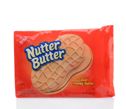 IRVINE, CALIFORNIA - DECEMBER 12, 2014: Package of Nutter Butter Cookies. From Nabisco a peanut-shaped sandwich cookie with a peanut butter filling, introduced in 1969.