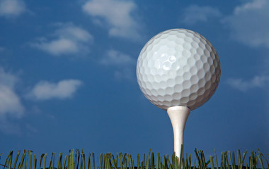 Looking Up at a Golf Ball on a Tee
