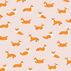 Cartoon happy corgi dog - simple trendy pattern with dogs. Flat vector illustration for prints, clothing, packaging and postcards.