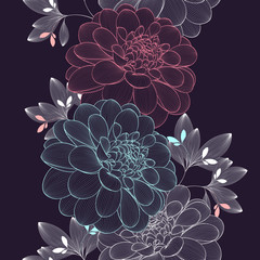 Seamless pattern with dahlia flowers. Abstract background for wallpaper, wrapping paper, packaging.