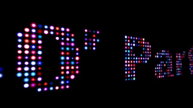 80's party led text isolated on black