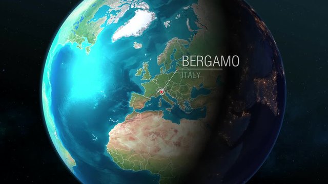 Italy - Bergamo - Zooming from space to earth