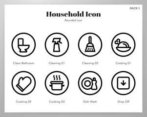 Household icons rounded pack