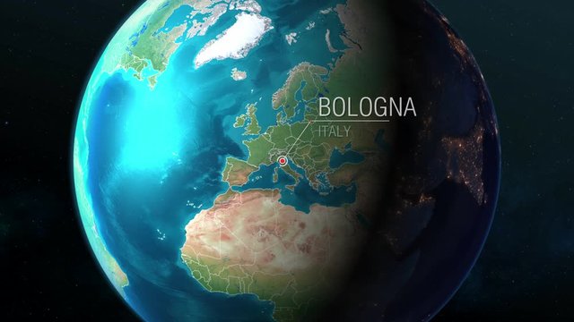 Italy - Bologna - Zooming from space to earth