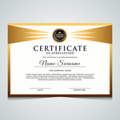 elegant blue and gold diploma certificate template. Use for print, certificate, diploma, graduation