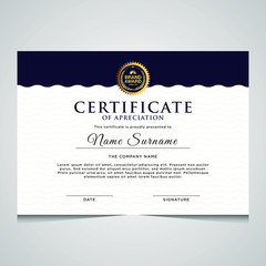 elegant blue and gold diploma certificate template. Use for print, certificate, diploma, graduation