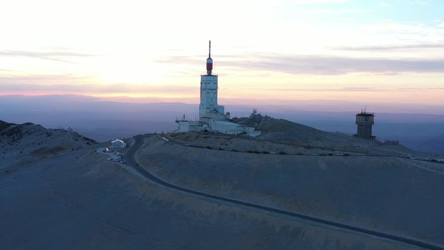 Summit of the Mont Ventoux scientific observatory and antenna famous Tour de France cycling race Vaucluse