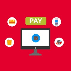 Online shopping concept. Mobile payments. vector illustration. Can be used for workflow layout template, banner, marketing, infographics