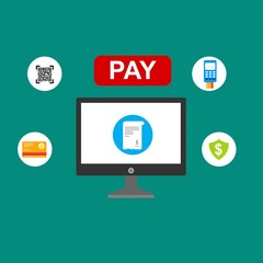 Online shopping concept. Mobile payments. vector illustration. Can be used for workflow layout template, banner, marketing, infographics