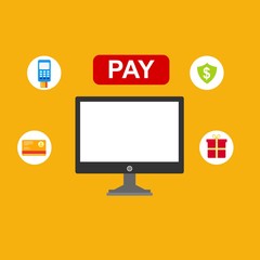 Online shopping concept. Mobile payments. vector illustration. Can be used for workflow layout template, banner, marketing, infographics