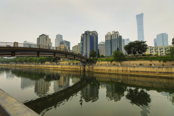 Fototapeta premium Modern architecture of Beijing close-up.