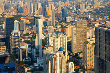 Aerial view Bangkok city skyline downtown metropolis in Thailand